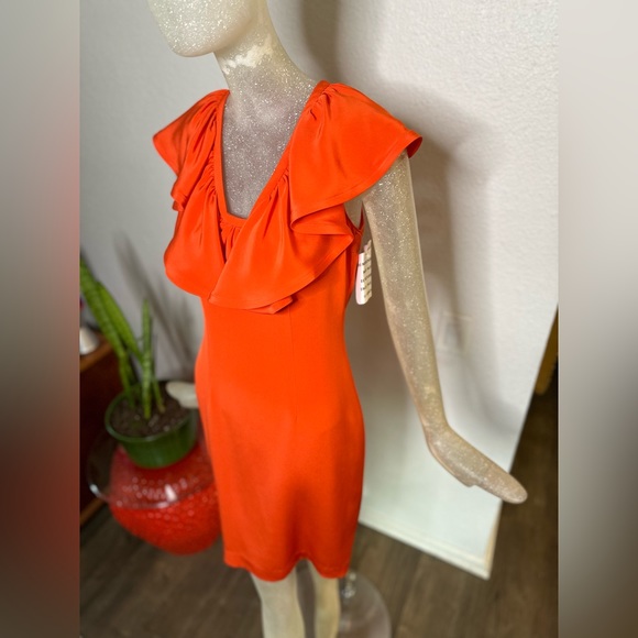 Jay Godfrey Orange Sleeveless Ruffle Collar Mini Dress. New With Tags! Size 4 - Picture 4 of 14